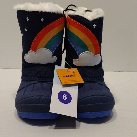 CONSIGNMENT! Cat & Jack Frankie Girl's Winter Snow Boots Navy Blue Rainbow! - Picture 1 of 10